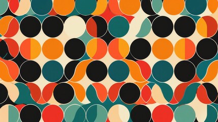 Colorful interlocking circles seamless pattern background