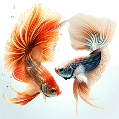 Fototapeta premium 3D fighting fish in white background vector image