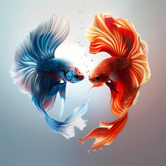 Fototapeta premium 3D fighting fish in white background vector image