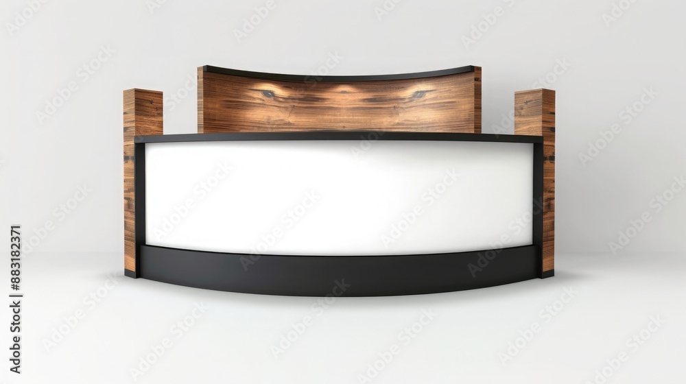 Poster A blank booth system in a circular shape, with a seamless, wrap-around display area for a visually striking presentation. 