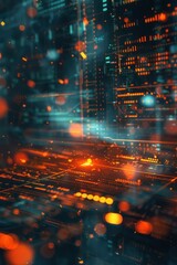 Obraz premium Digital bankruptcy stamp on virtual document of future financial crisis