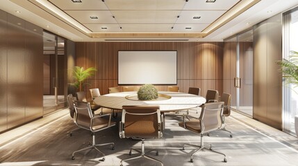 Fototapeta premium Modern Conference Room with Empty Presentation Screen.