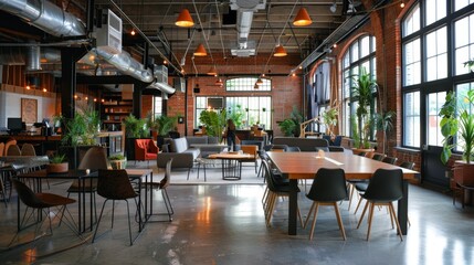 Industrial Loft Interior Design with Exposed Brick and Natural Light.