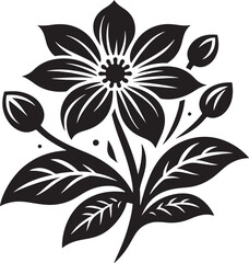 Delicate Flower Silhouette: A Stunning Outline of Nature's Beauty, Capturing the Grace and Elegance of Blossoms in Soft, Flowing Contours, Symbolizing Growth, Renewal, and Natural Harmony