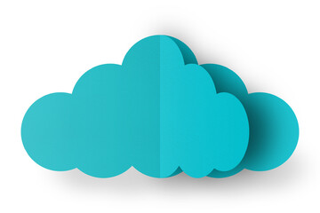 Light blue paper clouds isolated on transparent background.