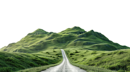 road through a green landscape on a transparent background