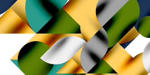 Tech minimal circular shapes geometric art. Vector modern circles