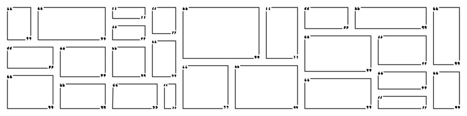 Quote box frame. Quotation bubble. Speech quotation set.