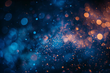 Obraz premium Mesmerizing abstract bokeh background with blue glowing particles, ideal for creating a sophisticated and contemporary atmosphere in design. Photo