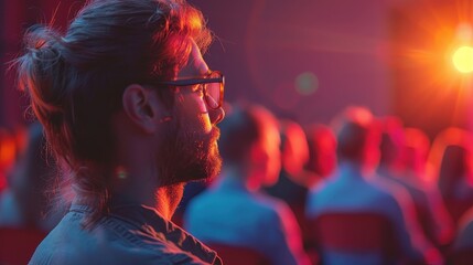 Teacher providing advice on educational techniques in a seminar for new educators, Contemporary, Soft Lighting, Digital Art