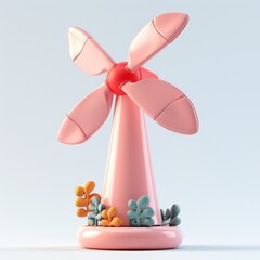 Compact wind turbine model, representing renewable energy and sustainable technology. Single Object, 3d Blender on white background