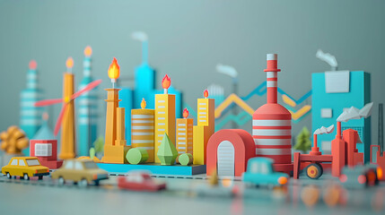 Obraz premium Natural gas 3D flat icon with sideways chart on dreamy background symbolizing steady commodity value in isolated white backdrop