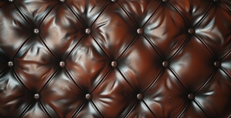 Dark brown leather background with chesterfield pattern.