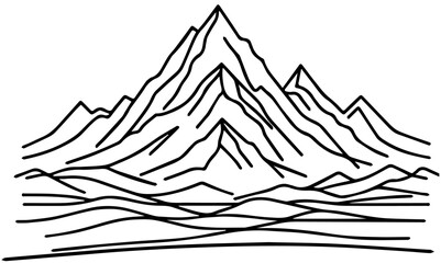 Mountain logo. Black and white drawn mountain