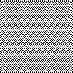 Vector seamless geometric pattern. Rhombuses texture. Black and white background. Monochrome diamond-shaped design. 