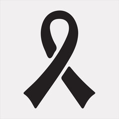 Cancer Ribbon silhouette vector on white background cancer awareness. Symbol healthcare