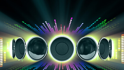 Disco club party audio speaker CG 3D illustration