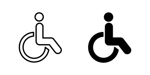 Disabled Handicap Icon set. Symbol isolated white background. vector illustration. color editable.