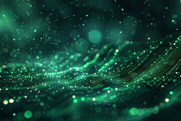 Green dark binary code data streaming background created with Generative AI