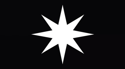Obraz premium Eight-pointed White Star on Black Background - Sharp Geometric Design