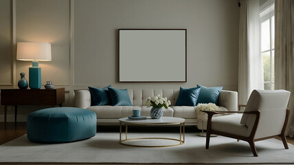 Modern living room interior mockup with a white frame, Modern interior design
