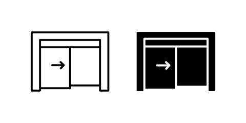 sliding door Icon set .Symbol isolated white background. vector illustration. color editable.