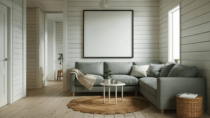 Modern living room interior mockup with a white frame, Modern interior design