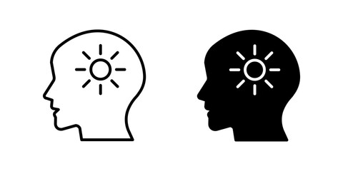 head with sun Icon set. Symbol isolated on white background. vector illustration. color editable.