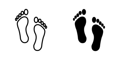 Human footprints Icon set. Symbol isolated white background. vector illustration. color editable.