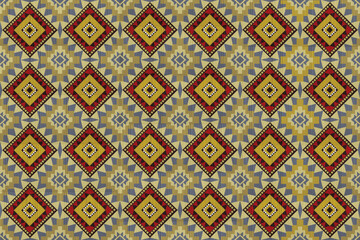 Navajo tribal vector seamless pattern. Native American ornament. Ethnic South Western decor style. Ikat Boho geometric ornament. Vector seamless pattern. Mexican blanket, rug. Woven carpet