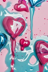 Vibrant Hearts Splash Abstract Art for Love Design Generative AI