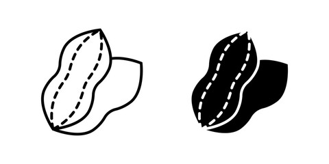 Peanut Icon set. Symbol isolated white background. vector illustration. color editable.