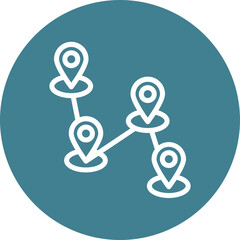 Multiple Destinations Vector Line White Circles Multicolors