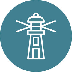 Lighthouse Vector Line White Circles Multicolors