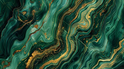 Luxurious marble texture with swirling gold veins and rich emerald green hues, suitable for highend designs, sophisticated wallpapers, and elegant graphic templates.,