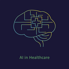 AI in Healthcare Icon: Medical AI, Health Technology, Intelligent Diagnosis, AI Medical Solutions, Health AI.