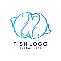 Obraz premium Fish logo design icon vector illustration with creative concept