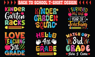 Back To School Typography T-Shirt Design, Back to school bundle vector, Back to school tshirt design, t-shirt design, school day, New vector tshirt designs, illustration tshirt designs, T-shirt eps