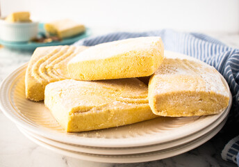 Danish butter cookies. Christmas cookies with on a snowy surface