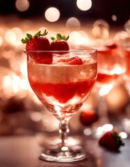 strawberry decadent romantic champagne celebration elegant fruity bubble illustration toast champaign