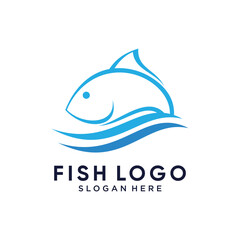 Fish logo design icon vector illustration with creative concept