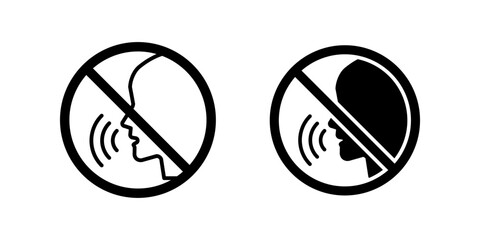 Stop talking Icon set. Symbol isolated on white background. vector illustration. color editable.