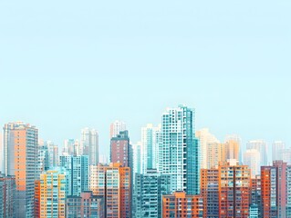 Fototapeta premium Vibrant City Skyline with a Mix of Architectural Styles Showcasing Urban Evolution and Growth