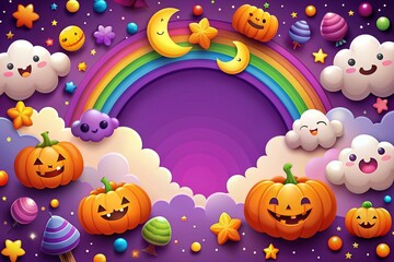 halloween background pumpkins rainbow