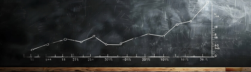 Photo Realistic Blackboard with Nickel and Upward Trend Concept   Symbolizing Increase in Nickel Commodity Value on Whimsical Background for TextGraphics in Photo Stock