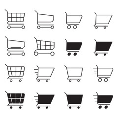shopping cart symbol shop and sale icon. Full and empty shopping cart symbol, shop and sale