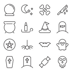 halloween icons set for web and UIUX design. Vector objects isolated on a white background