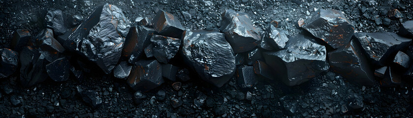 Fototapeta premium Photo Realistic Coal and Horizontal Arrow Concept on Whimsical Background Stable Commodity Value Symbol with Ample Space for Graphics in Photo Stock Concept