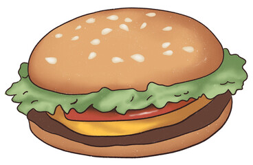 hamburger on white background