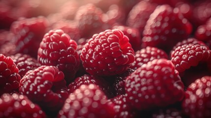 Close-up of fresh raspberries with a soft focus background